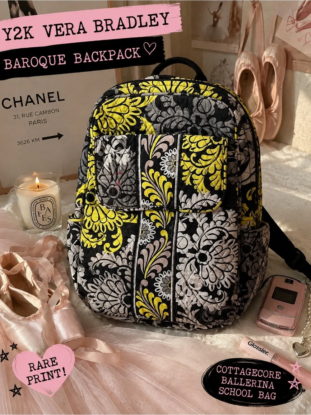 Rare Vera Bradley Baroque Backpack | Retired Print | Y2K Floral School Travel